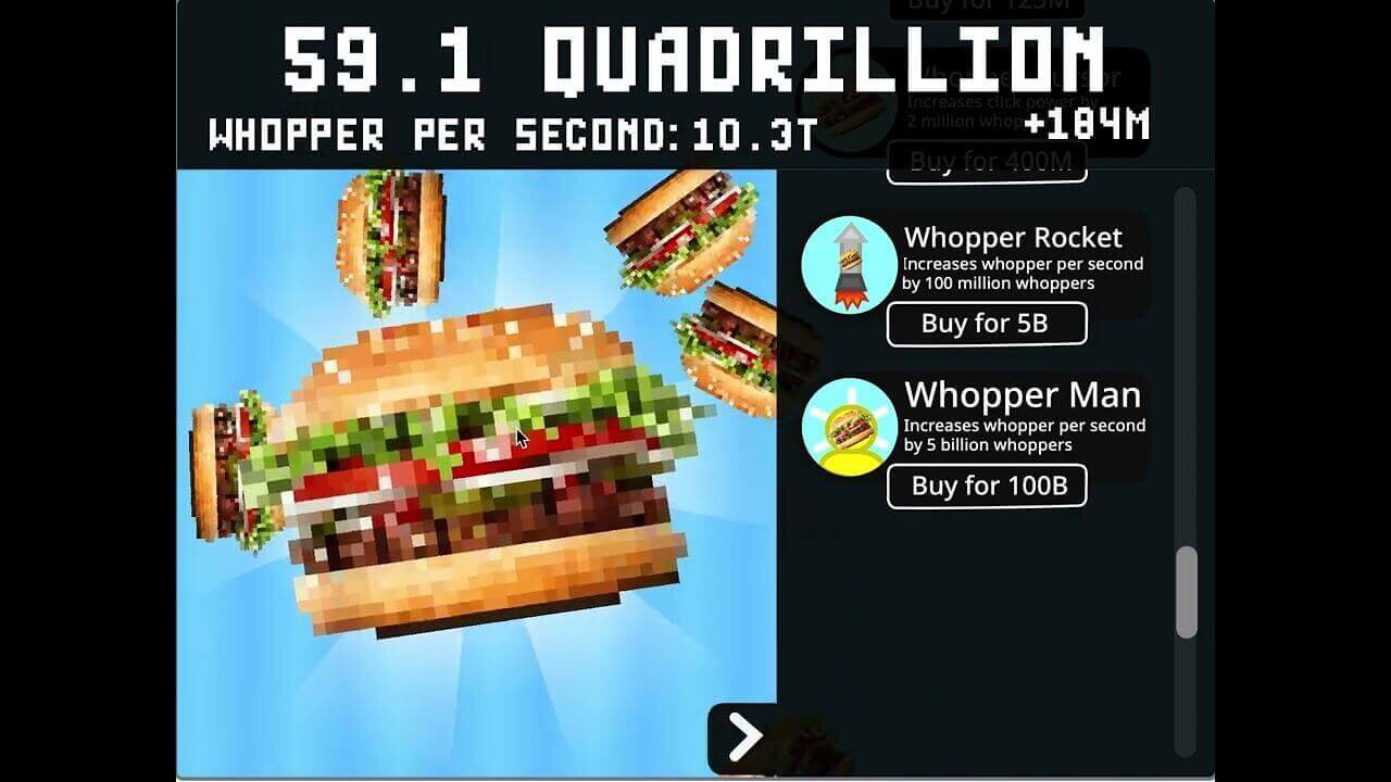 How to play Whopper Clicker